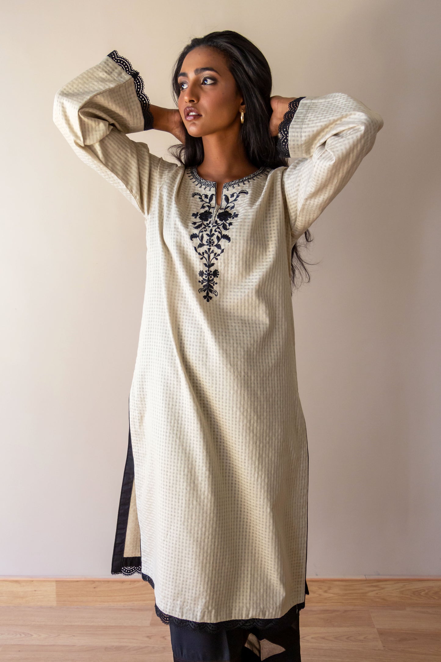 Beige embroidered kameez